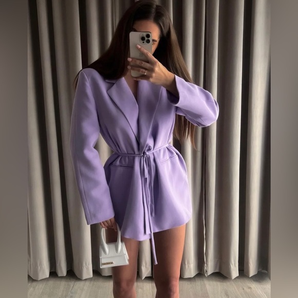 ZARA STRAIGHT CUT BELTED BLAZER - Picture 6 of 11